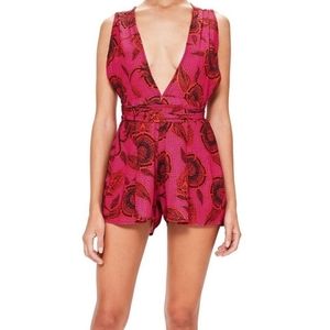 Missguided | Romper | Pink Tie Back Floral V Neck Halter | 12